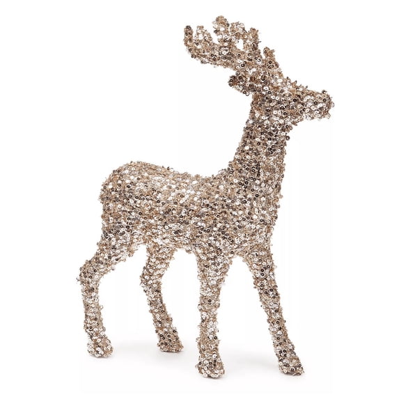 Holiday Lane Shimmer and Light Gold & Pink Sequined Deer Decoration