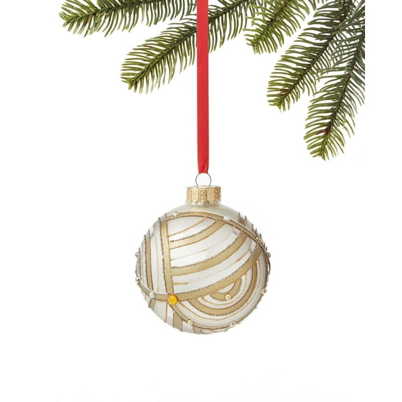 Holiday Lane Shine Bright Gold, Silver & White-Tone Patterned Ball Ornament