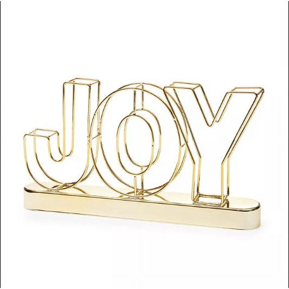Holiday Lane Shine Bright Gold-Tone Wire Joy Decor