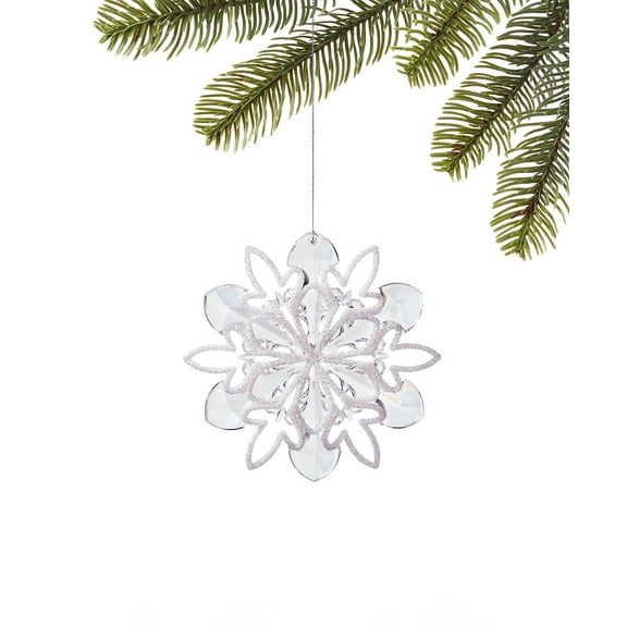 Holiday Lane Snow Daze Clear & White Snowflake Ornament