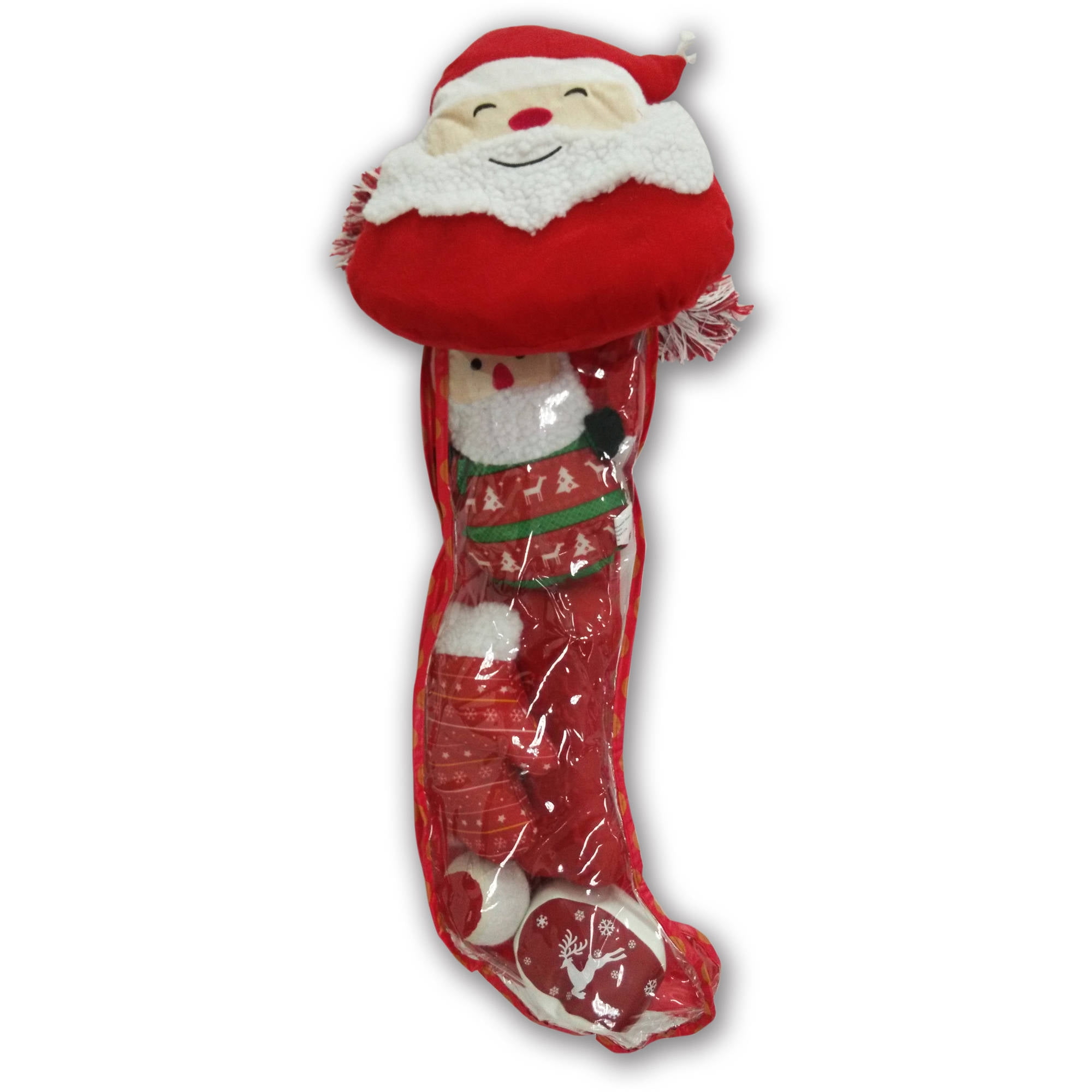  Christmas Stocking Dog Gift - XL Santa Egg - Soft Squeaky Dog  Toys - Rubber (Latex) - Medium - Large Breeds Senior Dogs - 5.5 Tall -  Complies with Same