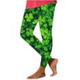 thumbnail image 1 of Holiday Leggings for Women 2026 St. Patrick's Day Green Leaves Printed Casual Yoga Tight Pants Slim Fit (XL, Green-Leaf), 1 of 7