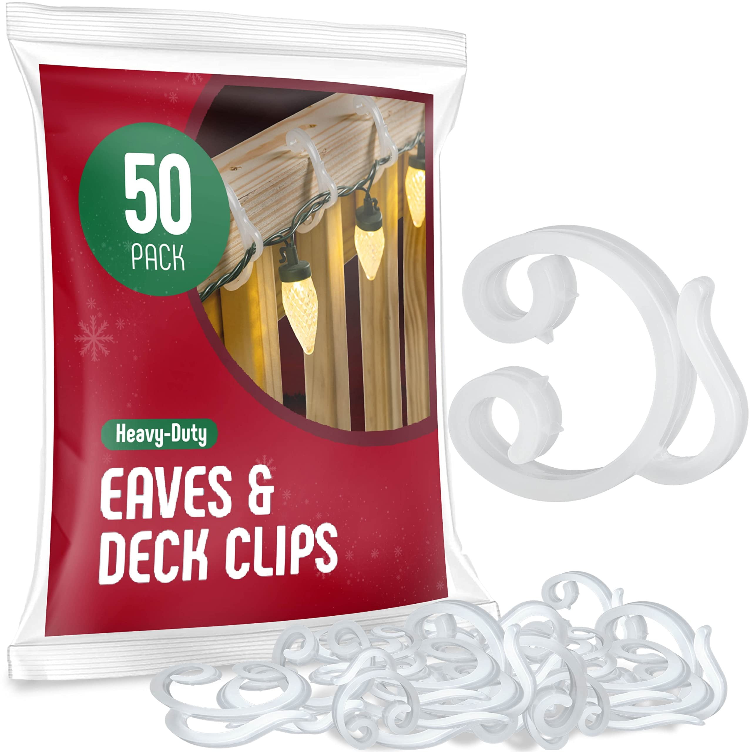 Holiday Light Clips [Set of 50] Deck light Clips Fascia Boards Clips