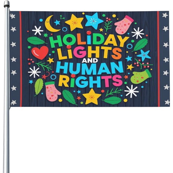 Holiday Lights And Human Right Flag Kindness Christmas Liberal Equality Social Justice Garden Flags for Outside 2X3 FT Yard Signs Banner Decor