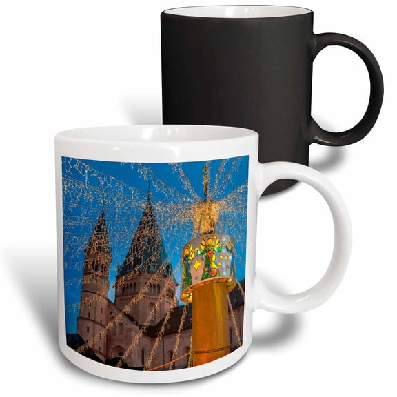 3drose, Holiday Lights at Twilight, Christmas Market, Mainz, Germany, 11oz Magic Transforming Mug