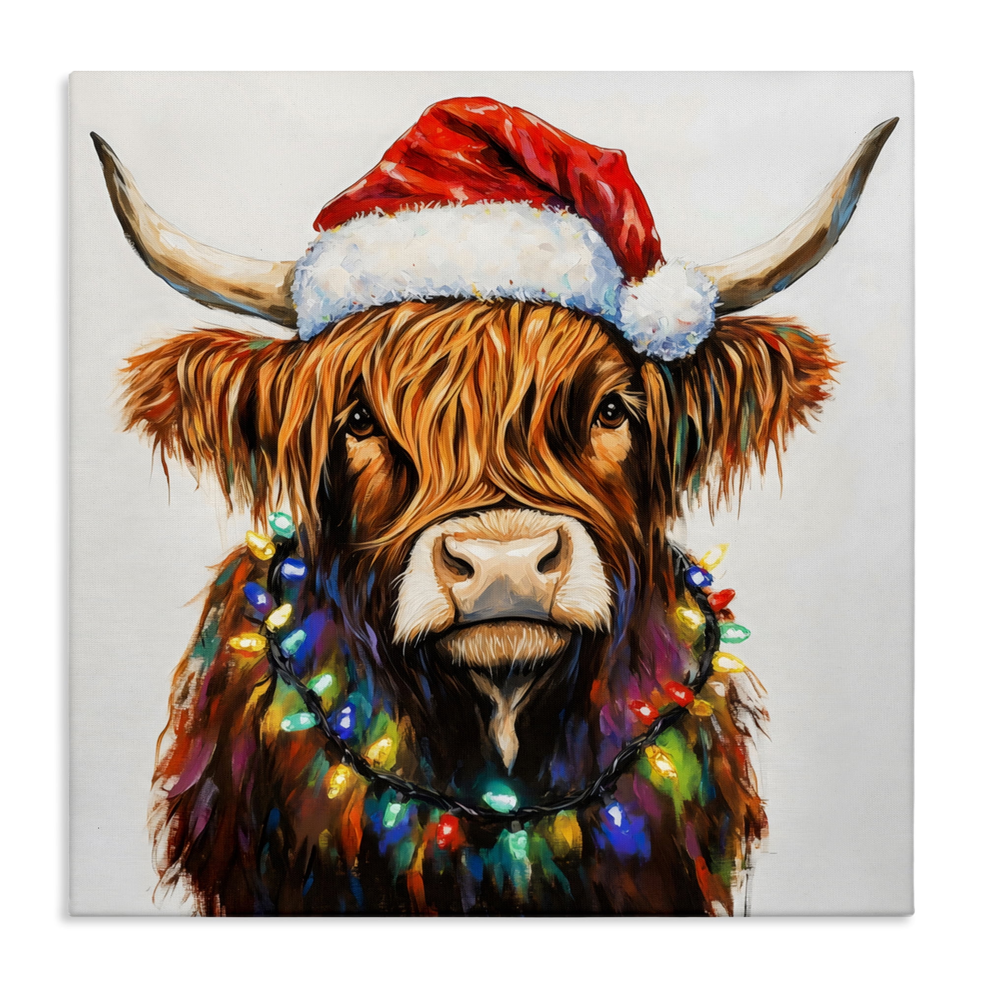 Holiday Lights Bedecked Highland Canvas Wall Art, design by Petal Prints Design