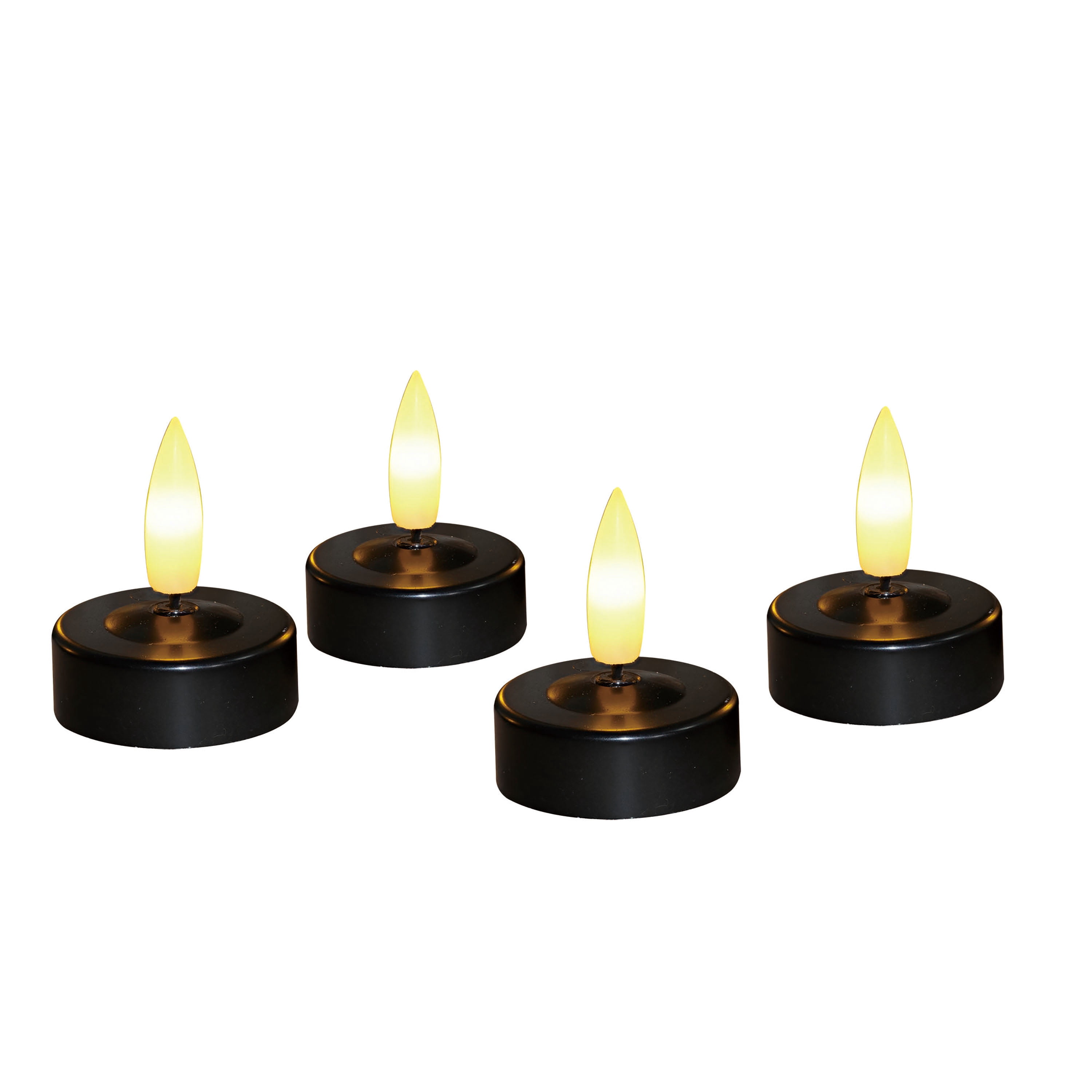 Battery-Operated LED Tealight Candles, Black, 4 Count, Halloween by Way To Celebrate