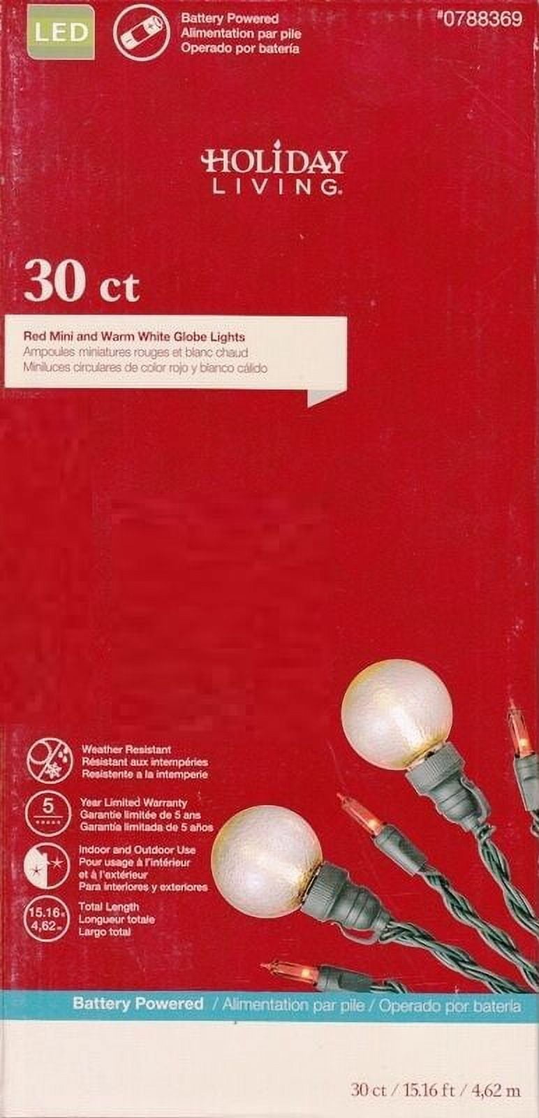 Holiday Living 30 Count Red Mini and Warm White Globe 7 Function