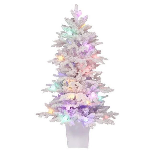 4 Ft Pre Lit Flocked Christmas Treenull