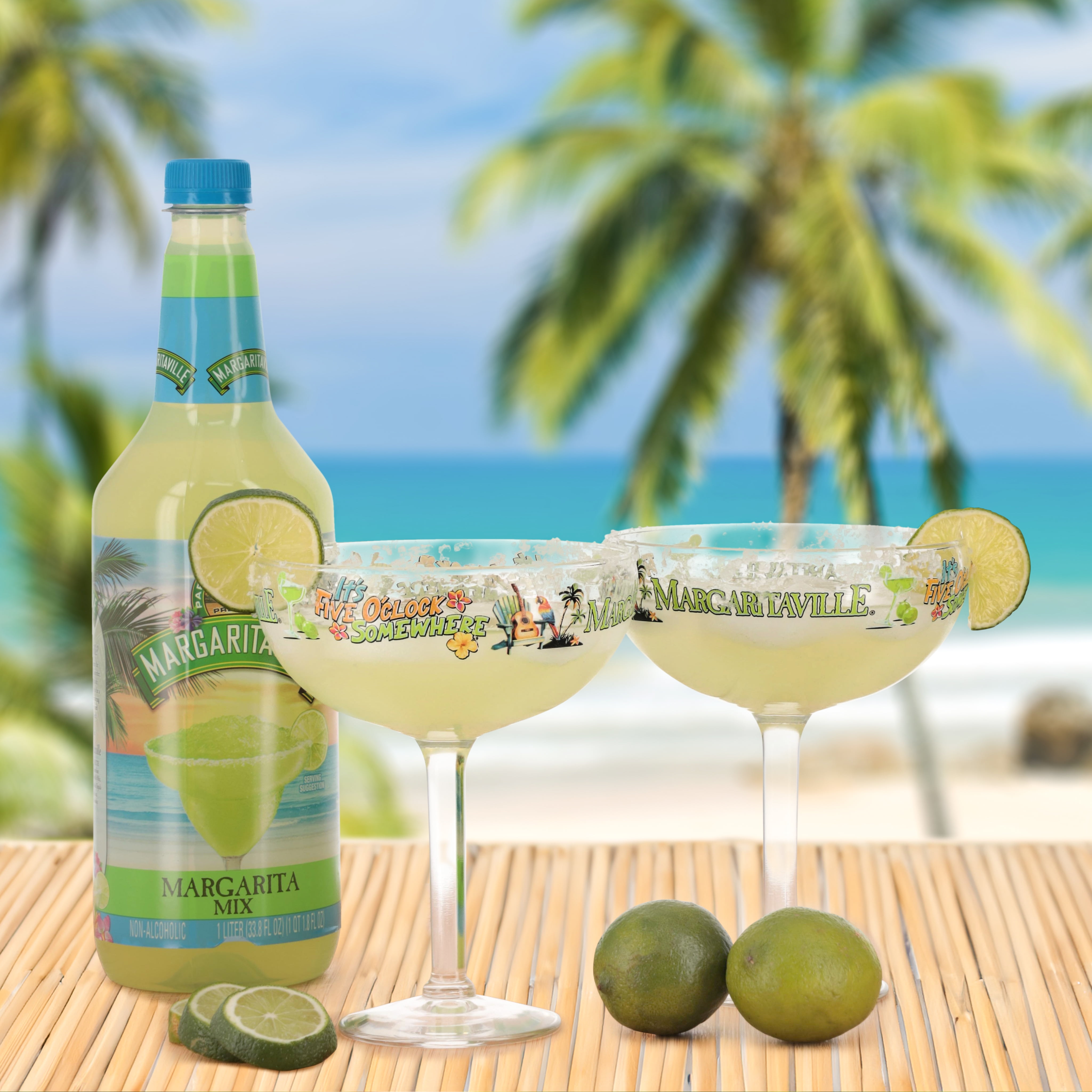 Holiday Margaritaville 2 Margarita Glass Gift Set, 33.8 oz. 3 Piece, Count per Pack 1