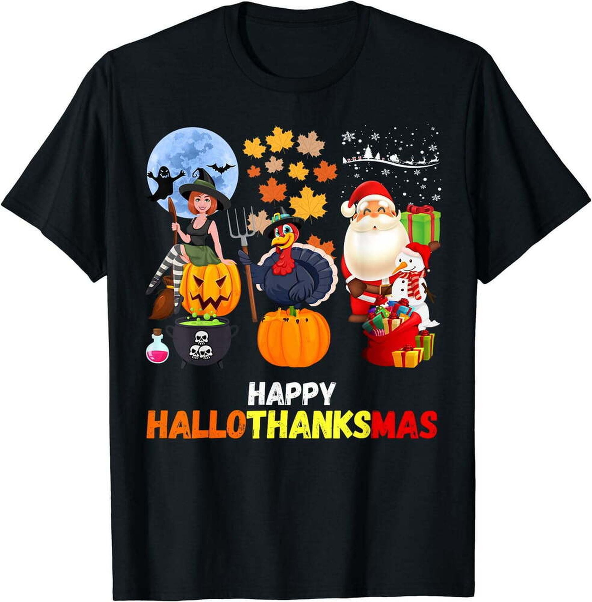 Holiday Mashup Tee: Funny Hallothanksmas Shirt - Walmart.com