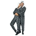 thumbnail image 1 of Holiday Matching Couples Costume Pajama Onesie With Socks and Mask, Ghost, Devil, and Skeleton, Black Ghost (Men), Size: XL, 1 of 9