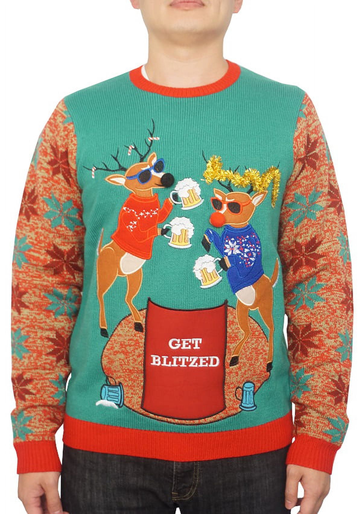 Holiday Men's Get Blitzed Reindeer Pocket Ugly Christmas Sweater, Up to ...