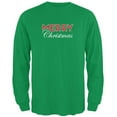 thumbnail image 1 of Holiday Merry Christmas Mens Long Sleeve T Shirt Irish Green SM, 1 of 1
