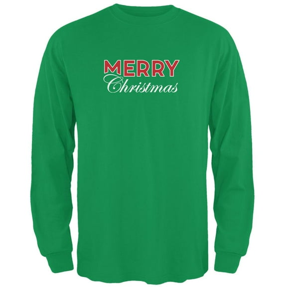 Holiday Merry Christmas Mens Long Sleeve T Shirt Irish Green SM