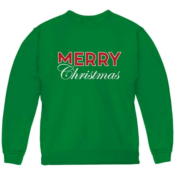 Holiday Merry Christmas Youth Sweatshirt Green YXL