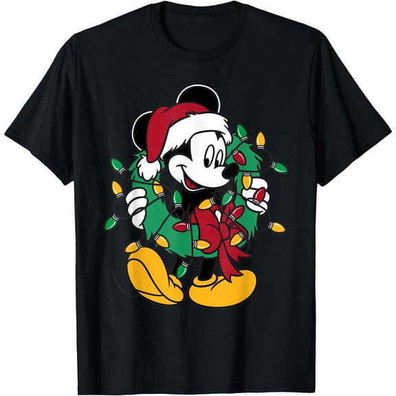 Holiday Mickey Mouse Christmas Lights DTG Print Unisex T-Shirt