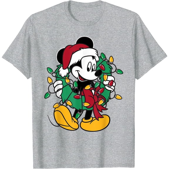 Holiday Mickey Mouse Christmas Lights DTG Print Unisex T-Shirt
