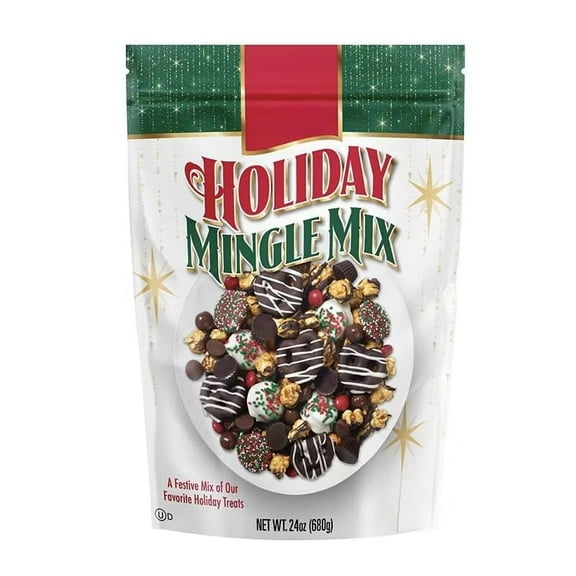 Holiday Mingle Snack Mix 24 oz | Sweet & Crunchy Chocolate Treat Assortment | Resealable Pouch | Kosher | Holiday Party Snack, Gift & Entertaining Mix