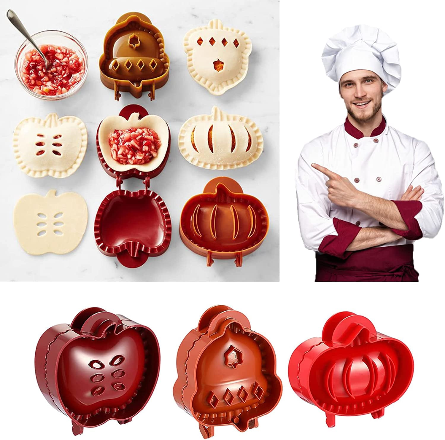Holiday Mini Hand Pie Molds Set, Food-Grade ABS Non-Stick Mini Pie ...