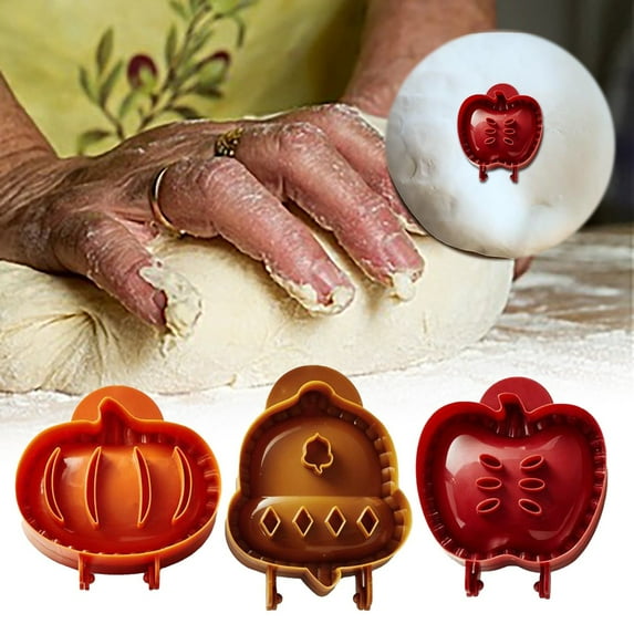 Holiday Mini Pie Mold, Hand Pie Press Mold Maker for Baking, Party Potluck Hand Pie Molds, Pumpkin Cookie Cutters, for Festivals and Parties (3Pcs)