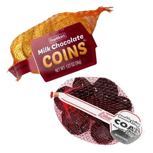 Holiday Naughty or Nice Chocolate Bundle with Coins and Crisp Coal, Assorted 4.67 oz