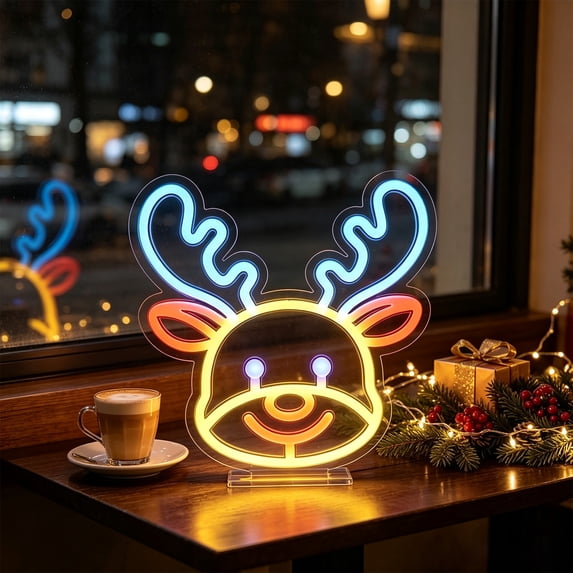 Holiday Neon Sign LED Wall Light, USB Powered Glowing Decorative Lamp for Christmas Party Home Dorm Tabletop Window Decor B