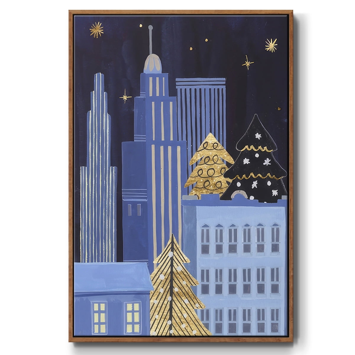 Holiday Night Collection B - Framed Gallery Wrapped Holiday Canvas - 25 x 37 - Rosewood Frame
