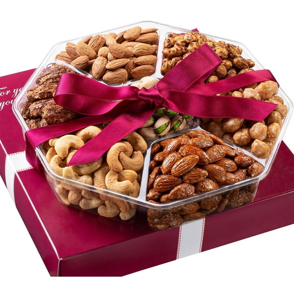 Holiday Nuts Gift Basket - Assortment of Sweet & Roasted Salted Gourmet Nuts - Food Gift Box for Him, Husband, Christmas, Fathers Day, Mothers Day, Sympathy, Family, Men & Women