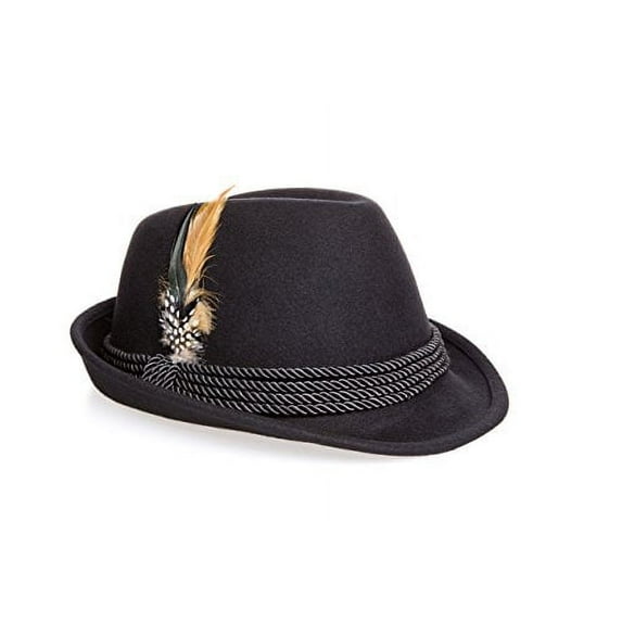 Holiday Oktoberfest Wool Bavarian Alpine Hat - Black Color, Medium