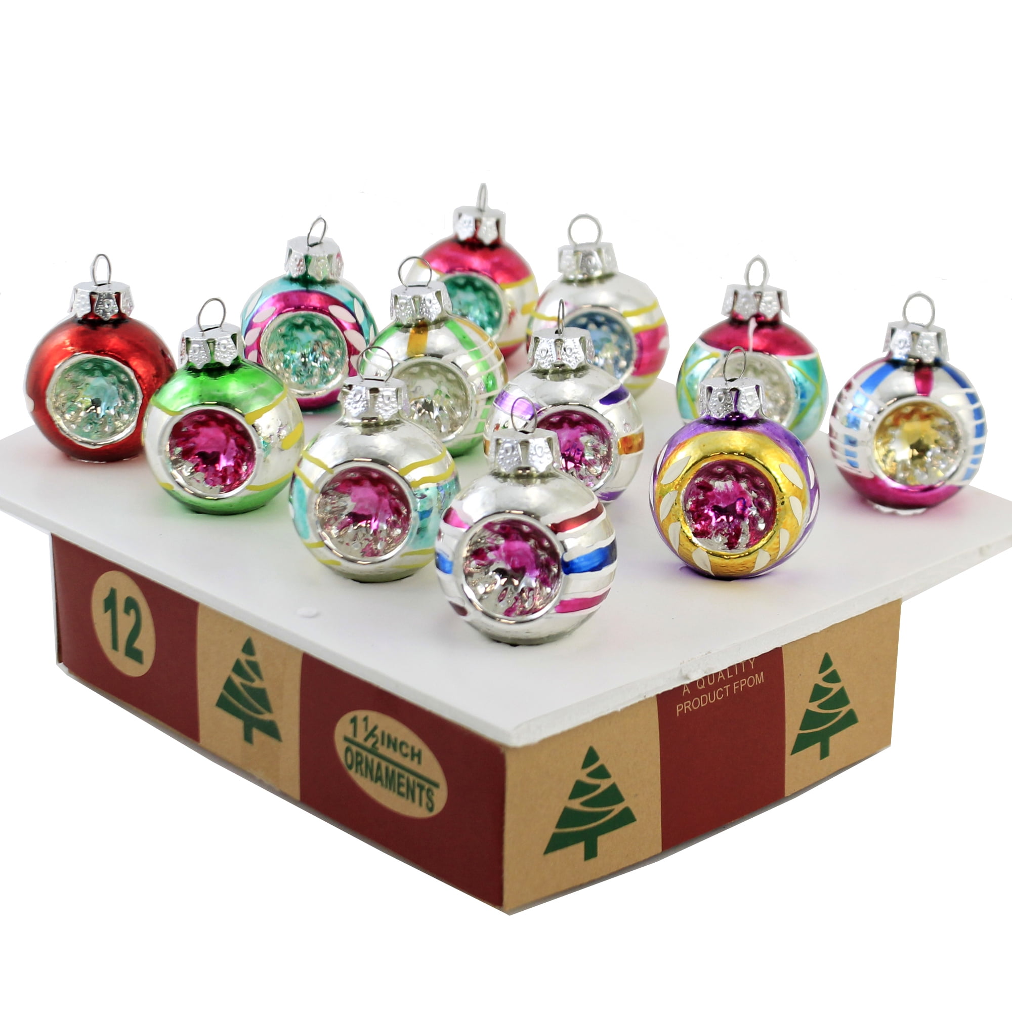 Multicolor Hand-Painted Glass Mini Holiday Ornaments Set