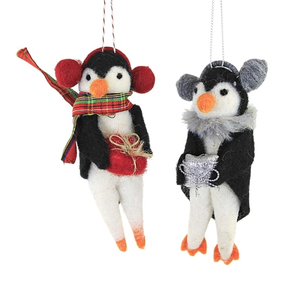 Holiday Ornament A Penguin Party Felt Birds Christmas Set