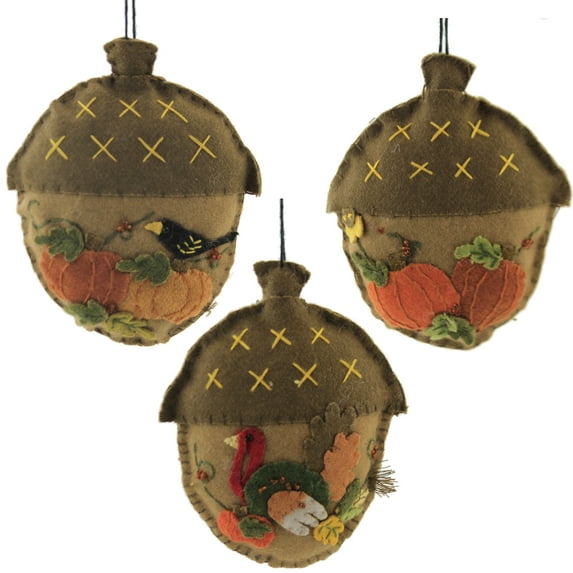 Holiday Ornament Acorn Applique Fabric Fall Thanksgiving Pumpkins Rl8247