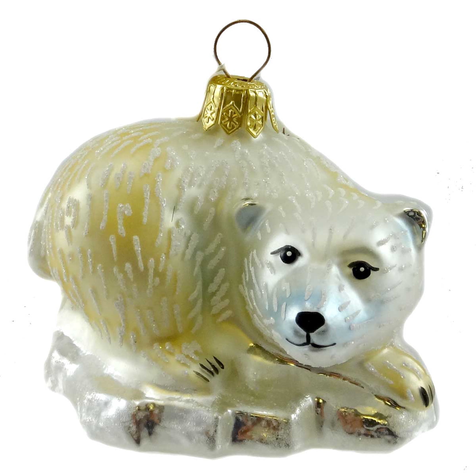 Holiday Ornament Baby Polar Bear Blown Glass North Pole Iceberg K180 ...