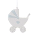 thumbnail image 1 of Holiday Ornament Blue & White Baby Ornament Porcelain Blocks Stroller Rattle, 1 of 3