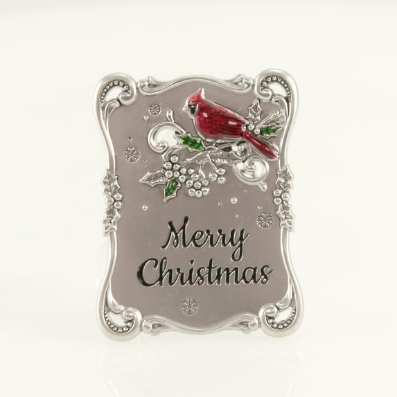 Holiday Ornament Cardinal Ornament Plaque Metal Sentiment Ex22023 Merry