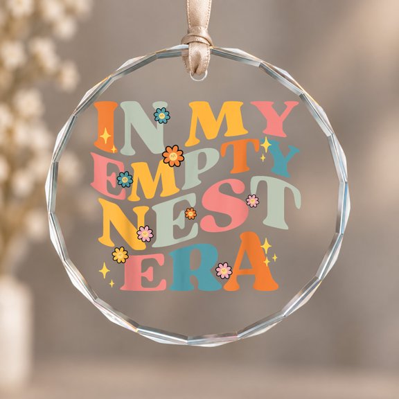 Holiday Ornament Empty Nest Era Nester Parent Mom Groovy Hanging Decoration, Circle Glass Ornament