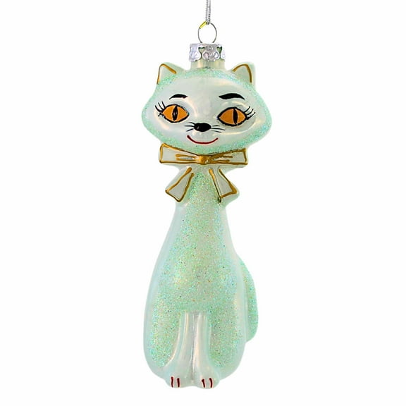 Holiday Ornament Kitschy Kitten Glass Cat Mid Century Mcm Go848 Mint