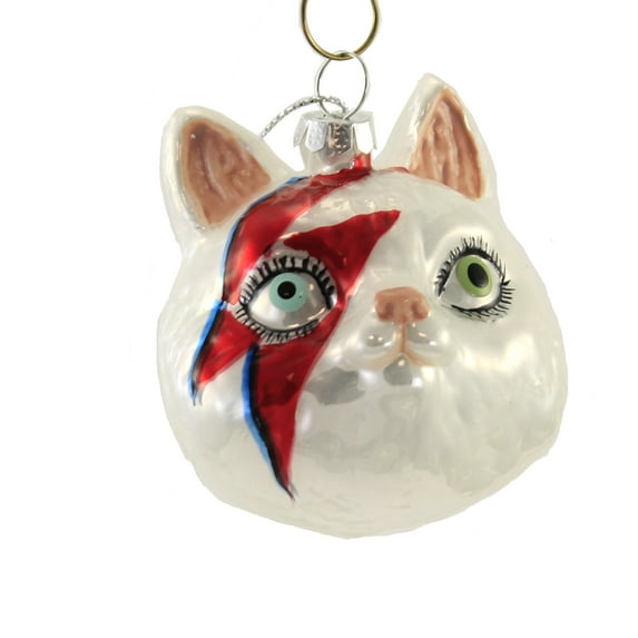 Holiday Ornament Meowie Bowie Glass Cat Ziggy Singer Kitten Go6912