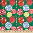 thumbnail image 1 of Holiday Ornament Print Broadcloth Fabric - Green Multi-Color Polyester Cotton 58/60" By The Yard, 1 of 1