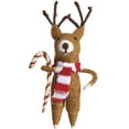 thumbnail image 1 of Holiday Ornament Reindeer Holding Candy Cane Wool Critter 101068., 1 of 3