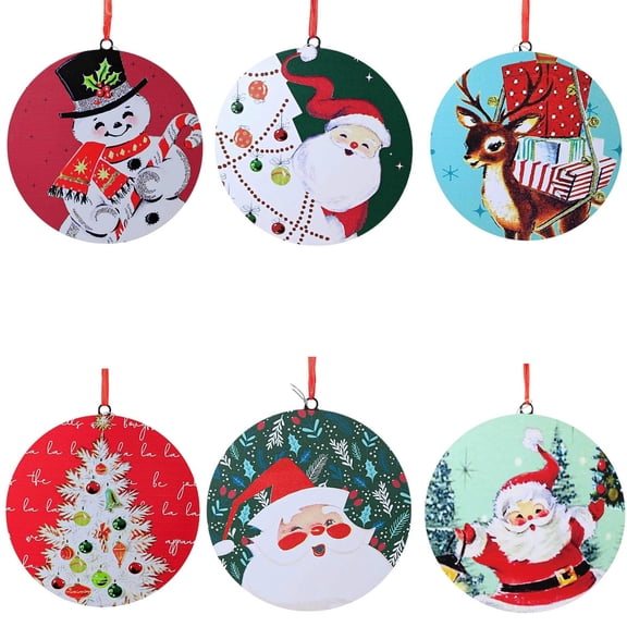 Ganz 6.00In Retro-Looking Holiday Set, Metal, Santa Snowman Deer Tree Mx179959