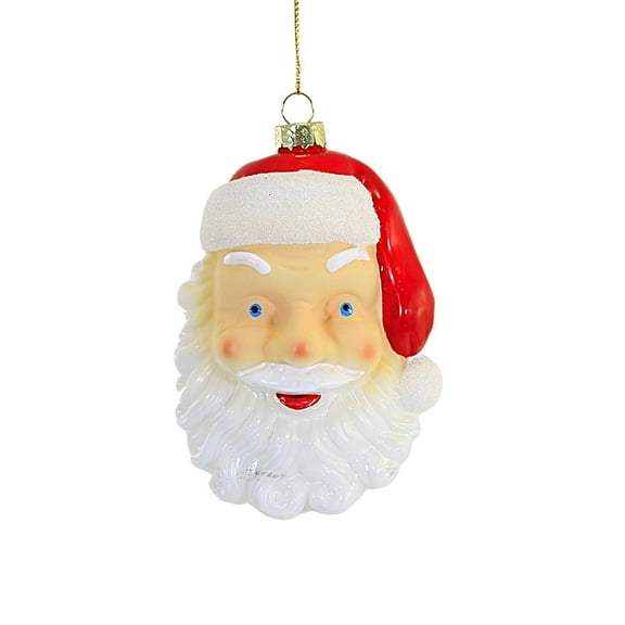 Holiday Ornament Santa Face Blow Mold Glass Christmas Tree Retro Vintage Go8877