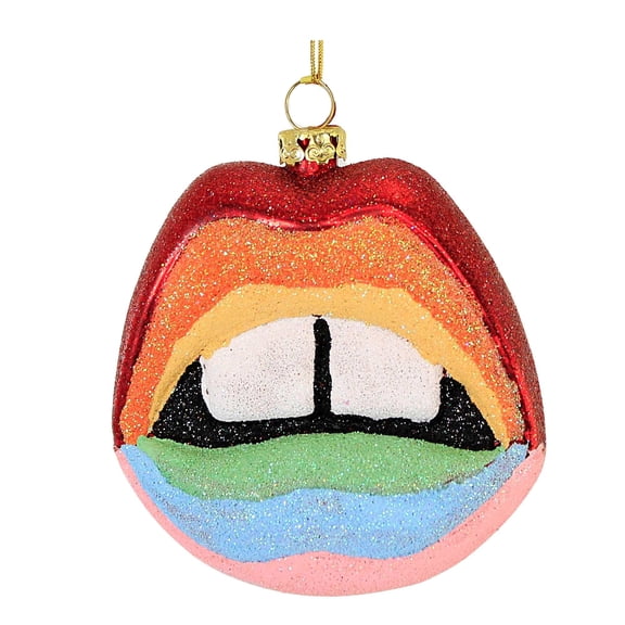 Holiday Ornament Spectrum Lips Glass Rainbow Pride Lbgtq Smile Go6943s