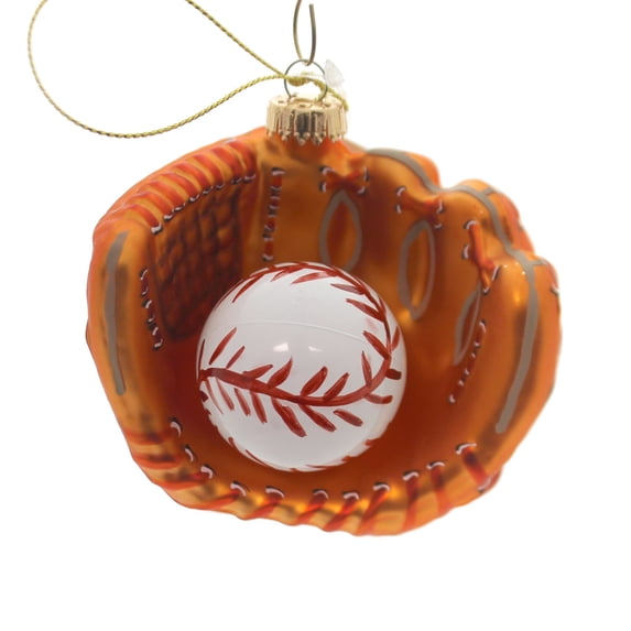 Holiday Ornaments Baseball Glove With Baseball Glass Sports 70010
