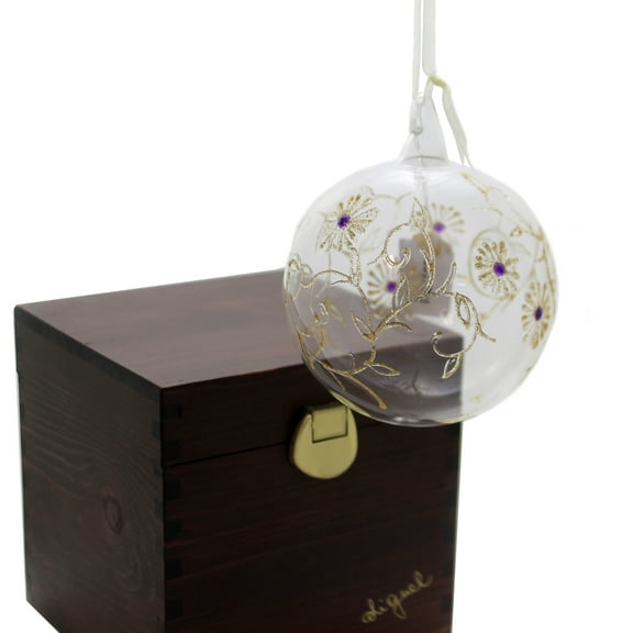 Holiday Ornaments GOLDEN FLOWERS Glass Italian 207D11