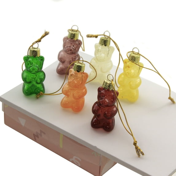 Holiday Ornaments Gummy Bear Ornament Set/6 Fruit Gummies Candy Go2548