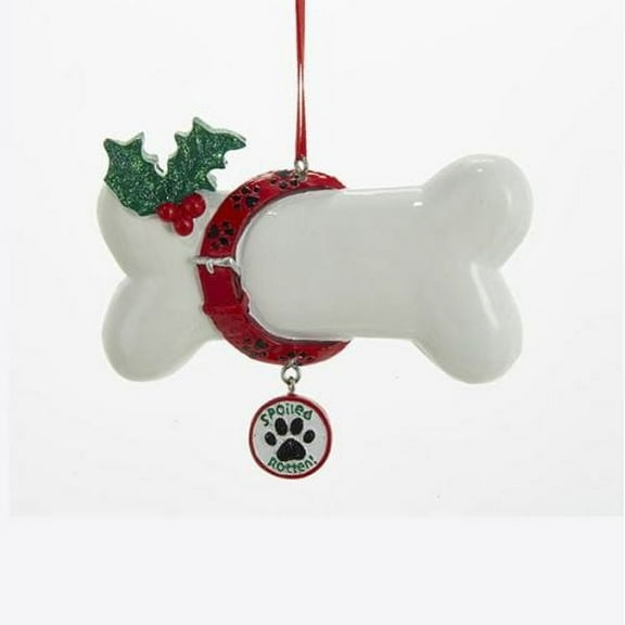 Holiday Ornaments Spoiled Rotten Dog Bone Christmas Ornament with Puppy Paw Print A1676