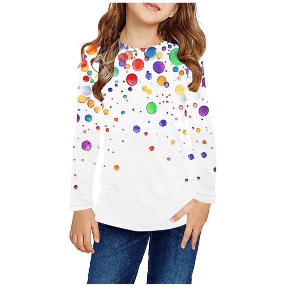 Holiday Outfits AJTQTH Funny Print Long Sleeve Shirts for Kids Boys Girls Casual Heart Pattern Graphic Crewneck Pullover Sweatshirts Loose Fit Cotton Blouse Multicolor#03 3-4 Years