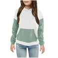 thumbnail image 1 of Holiday Outfits AJTQTH Kids Splicing Hoodie Tops Casual Long Sleeve Hooded Pullover Sweatshirts Fashion Color Block Print Fall Winter Warm Outwear Coat with Pockets Green 5-6 Years, 1 of 3